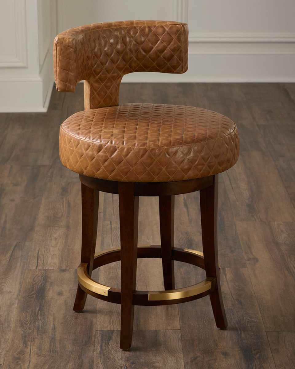 Calloway 24" Leather Swivel Counter Stool